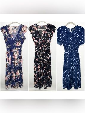 Lot Of Three Shein Dresses Woman’s Size Large Floral Modest New Without Tags